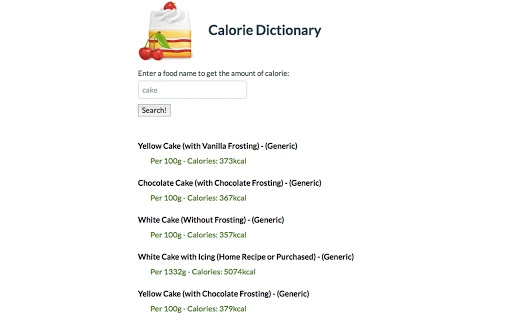 Calorie Dictionary