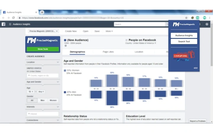PreciseMagnetic for FB Audience Insights Screenshot Image