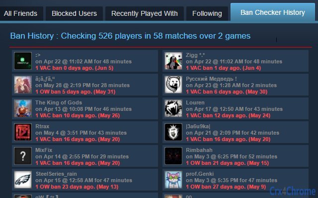 Ban Checker For Steam With History Screenshot Image