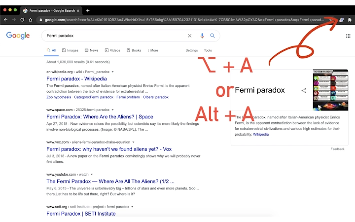 Google Search Quick Open Screenshot Image