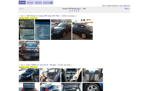 Craigslist Car Search Refiner Screenshot Image