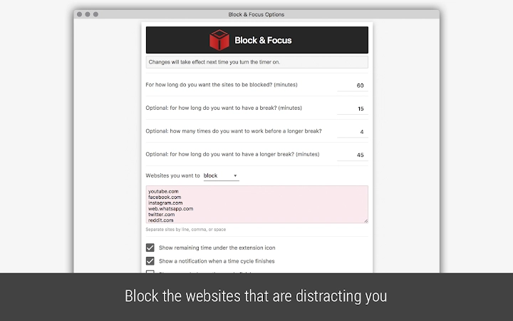 Block & Focus Screenshot Image