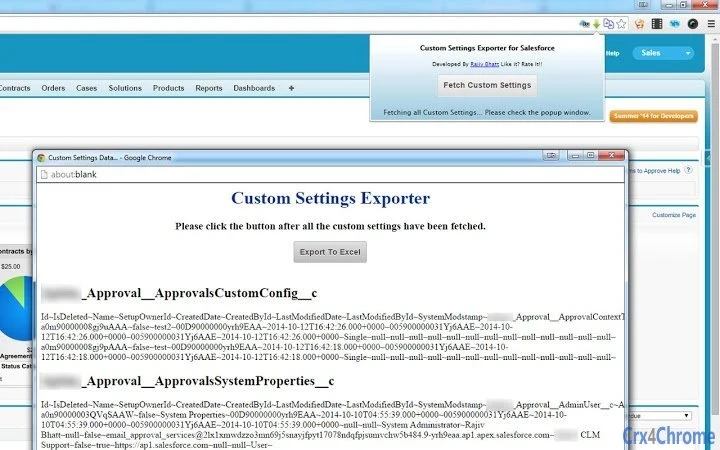 Custom Settings Exporter for Salesforce Screenshot Image