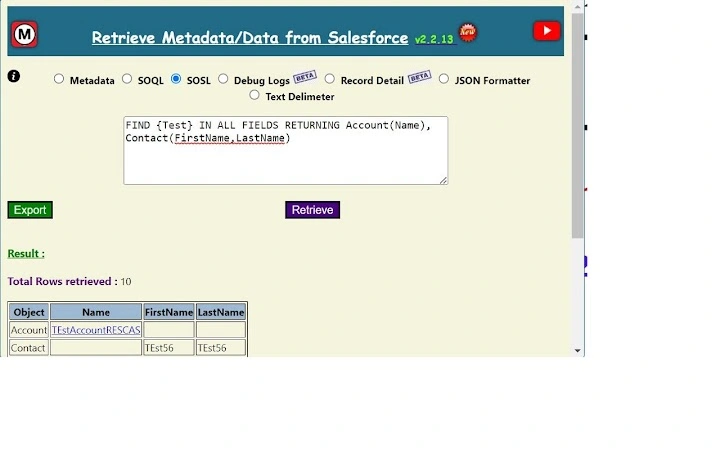 Retrieve Metadata/Data from Salesforce Screenshot Image