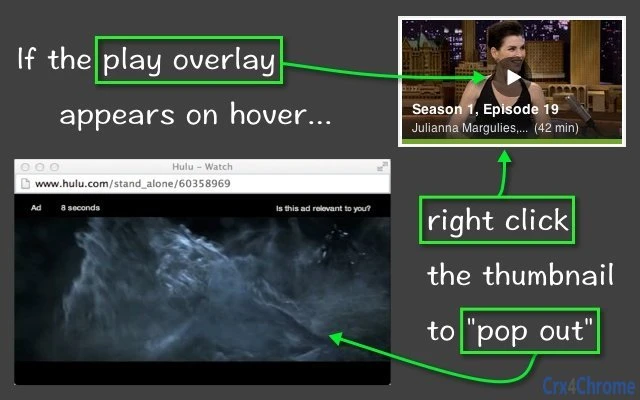 Hulu Easy Pop Out Screenshot Image