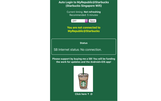 AutoConnect Starbucks Wifi Singapore Screenshot Image