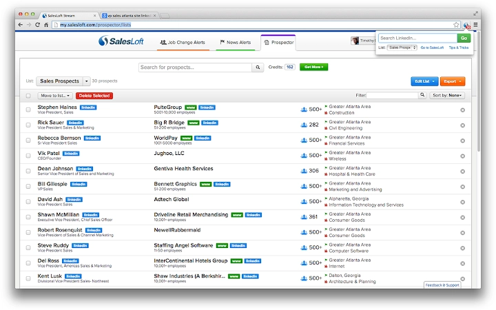 SalesLoft Prospector Screenshot Image