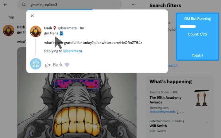 Twitter GM Bot Screenshot Image