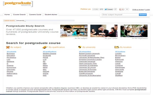 Postgraduate Search Screenshot Image