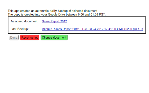 Daily Backup of Google Drive Document Screenshot Image