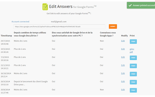 Edit & Print Answers for Google Forms Screenshot Image