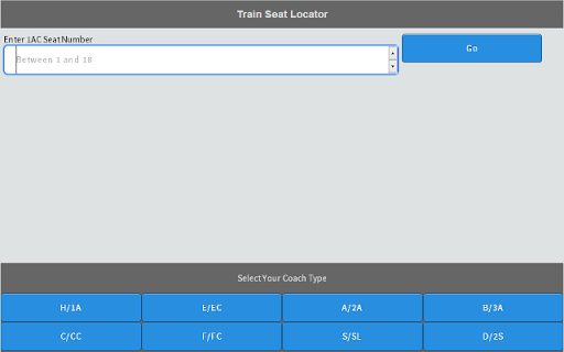 Indian Train Seat Locator Screenshot Image