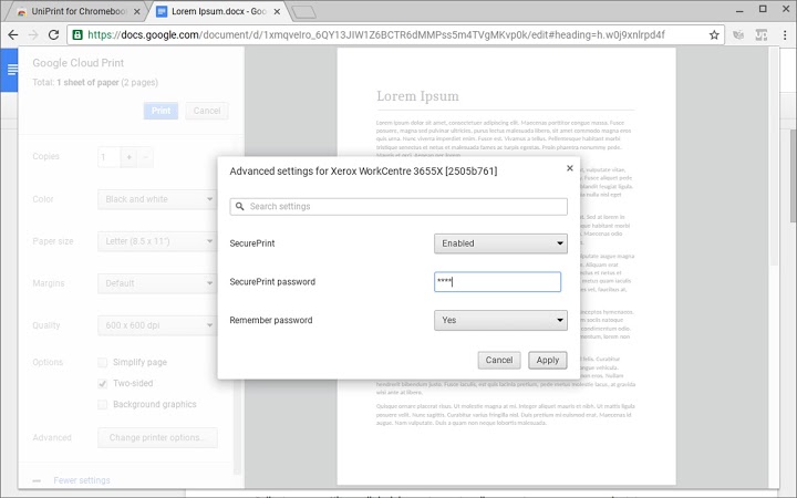 UniPrint for Chromebooks Screenshot Image #3