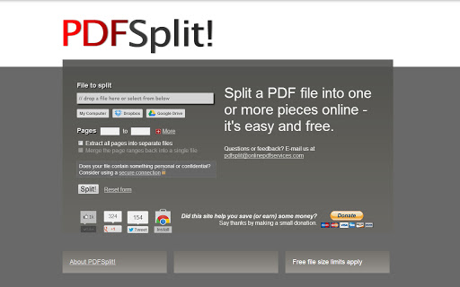 PDFSplit Screenshot Image