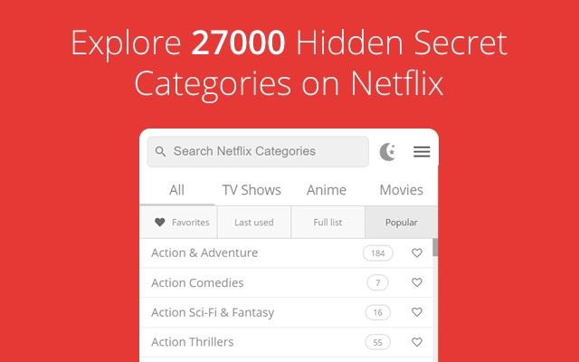 All Netflix Categories Screenshot Image