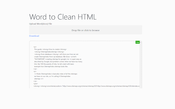 Word to Clean Html Image