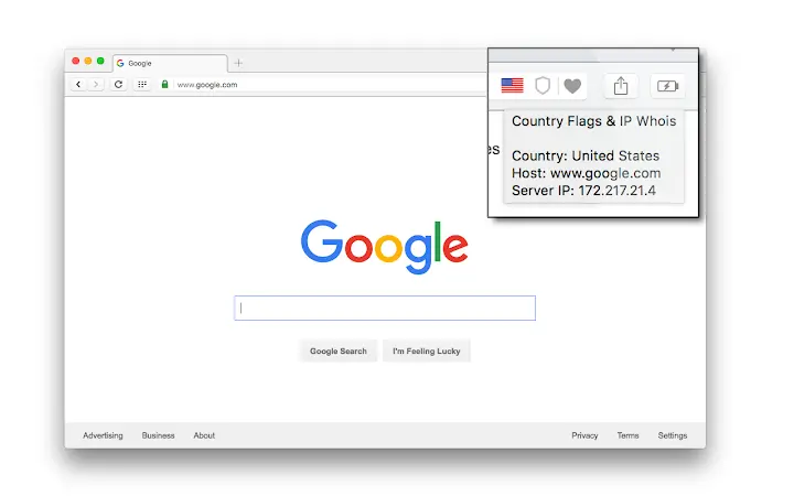 Country Flags & IP Whois Screenshot Image