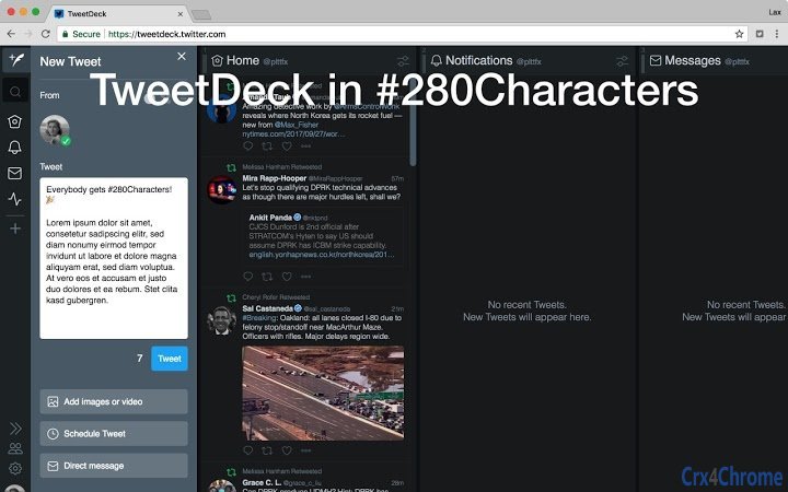 TweetDeck in #280Characters Screenshot Image