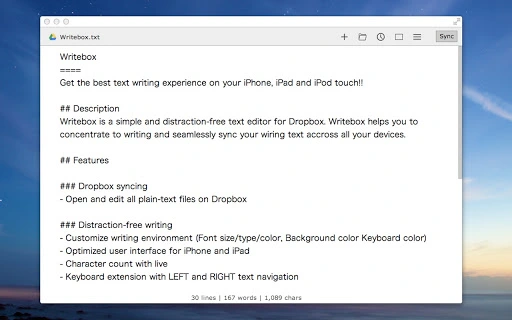 Writebox for Chrome Screenshot Image