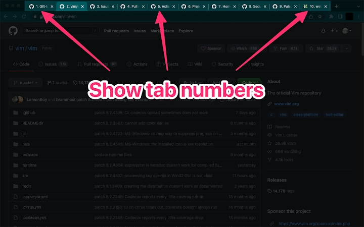 Chrome Show Tab Numbers Screenshot Image