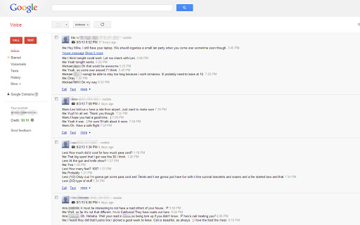 Google Voice Paginated Texts Screenshot Image
