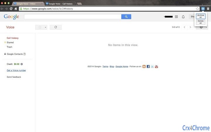 Clear Google Voice Inbox Screenshot Image