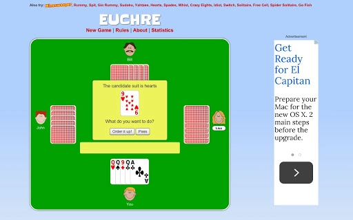 Euchre Card Game Screenshot Image