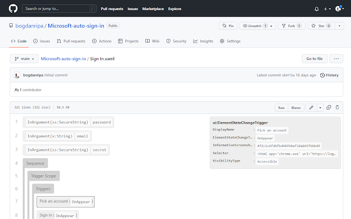 UiPath XAML Support in GitHub Screenshot Image