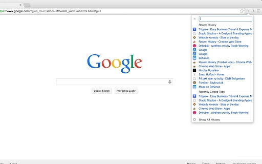 Recent History (Toolbar Icon) Screenshot Image