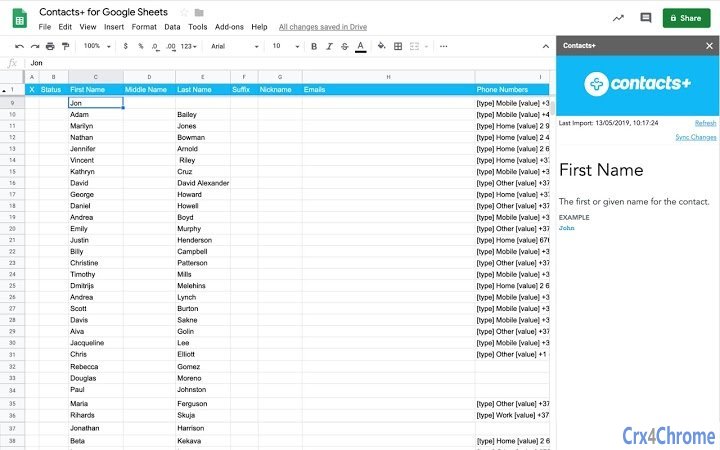 Contacts+ for Google Sheets Screenshot Image